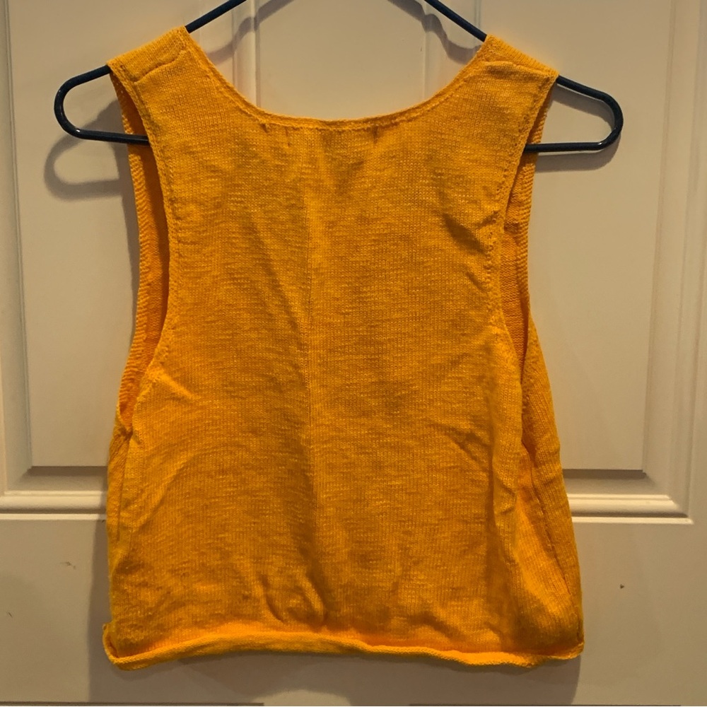 FP Beach Vibrant Gold Orange Boxy Knit Crochet Tank Top Size S/P - Picture 6 of 6